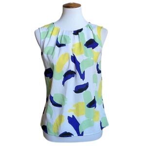 Nine West Multicolored Brushstroke Design Sleeveless Blouse (Size: Small)